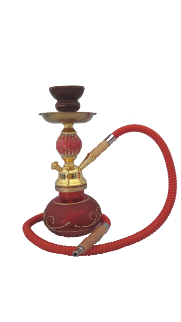 Golden Red Small Hookah Pipe 1 hose